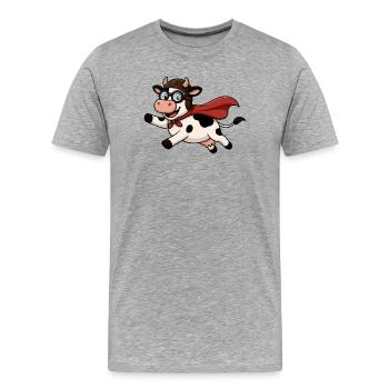 Super vache avec cape - T-shirt bio Premium Homme - gris chiné - Devant - Damien (186cm)