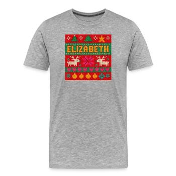 Festive Name Elizabeth Ugly Chrismas Style, Xmas  - Men's Premium Organic T-Shirt - heather grey - Front - Damien (186cm)