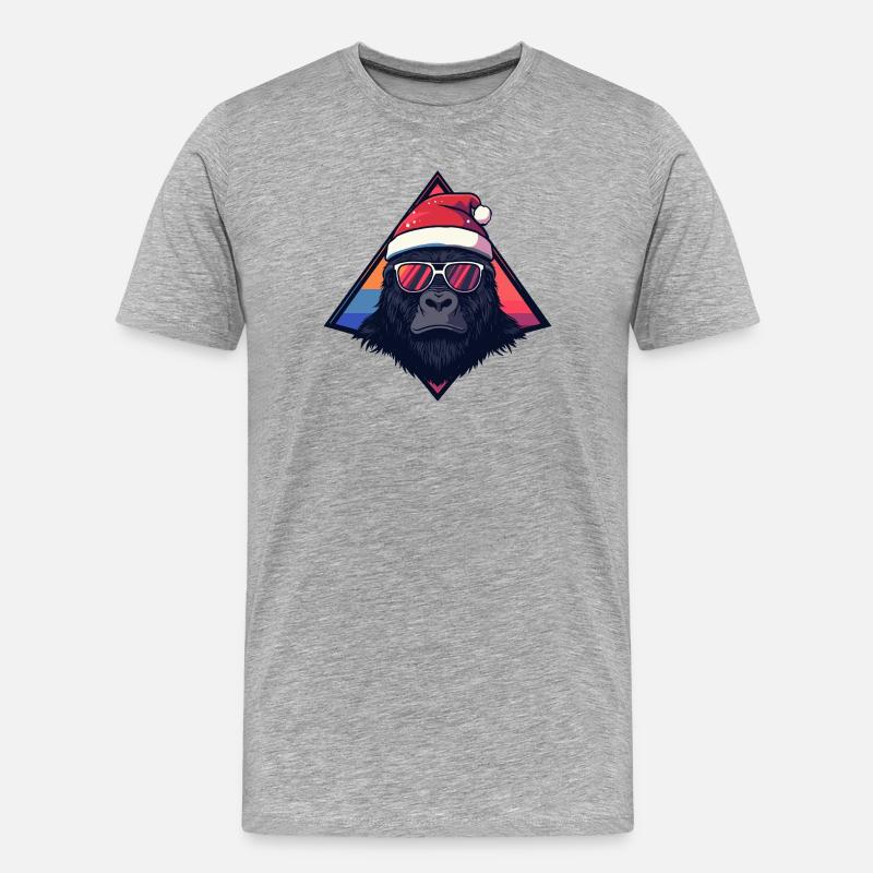 Gorilla Santa Neon Triangle - Männer Premium Bio T-Shirt - Grau meliert
