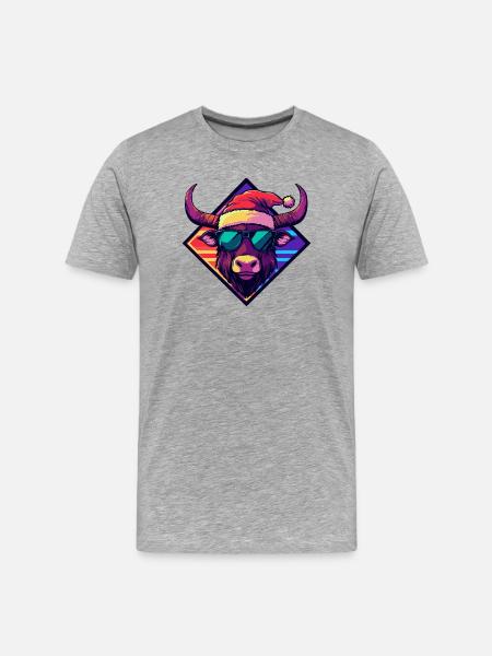 Bison Santa Sunglasses - Men's Premium Organic T-Shirt - heather grey