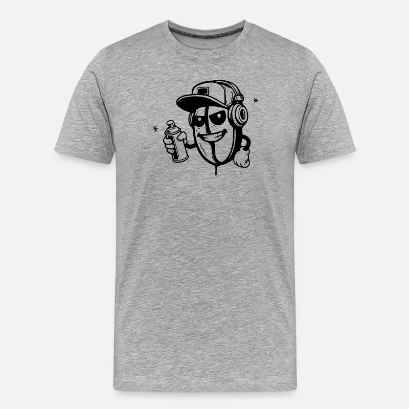graffiti kaffeebohne character hip-hop - Männer Premium Bio T-Shirt - Grau meliert