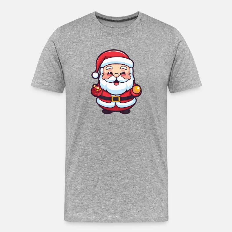 Weihnachtsmann Comic Weihnachten - Männer Premium Bio T-Shirt - Grau meliert