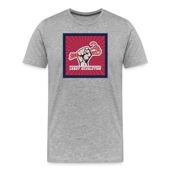 Candy Revolution – Sweet & Political Statement - Men's Premium Organic T-Shirt - heather grey - Front - Damien (186cm)