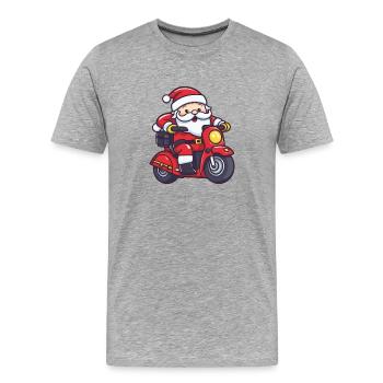 Père Noël Drôle de véhicule - T-shirt bio Premium Homme - gris chiné - Devant - Damien (186cm)