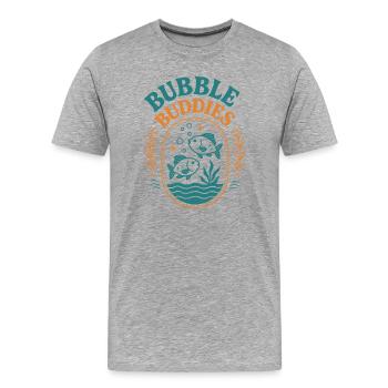 Bubble Buddies - Men's Premium Organic T-Shirt - heather grey - Front - Damien (186cm)