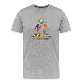 Disco Nights Watercolor | 70s Retro Dance Party - Men's Premium Organic T-Shirt - heather grey - Front - Damien (186cm)