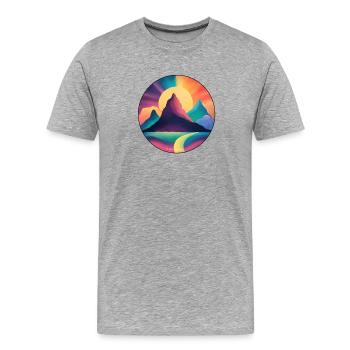 Montagnes au soleil vibrant - T-shirt bio Premium Homme - gris chiné - Devant - Damien (186cm)