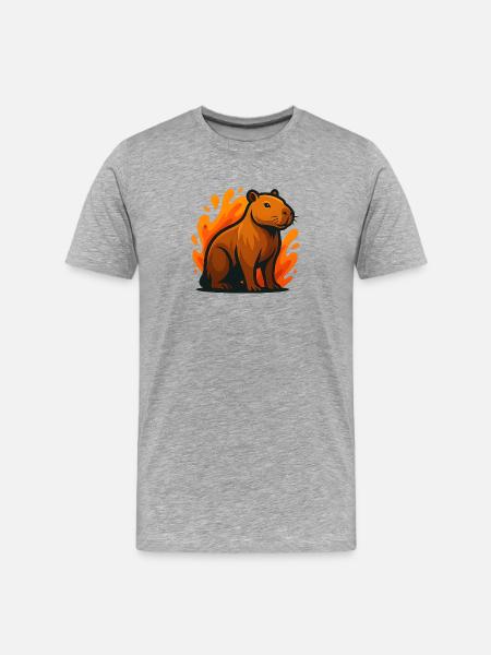 Kapybara in flames illustration - Men's Premium Organic T-Shirt - heather grey