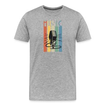Retro Microphone Music Strip - Men's Premium Organic T-Shirt - heather grey - Front - Damien (186cm)