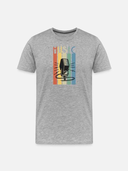 Retro Microphone Music Strip - Men's Premium Organic T-Shirt - heather grey