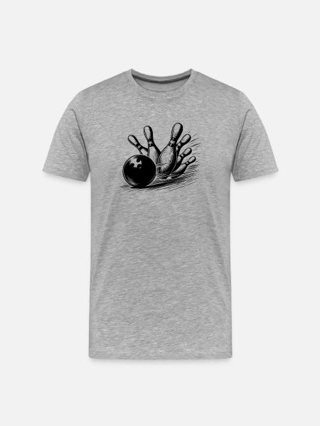 Dynamic Bowling Ball Throwing on Pins - Men's Premium Organic T-Shirt - heather grey