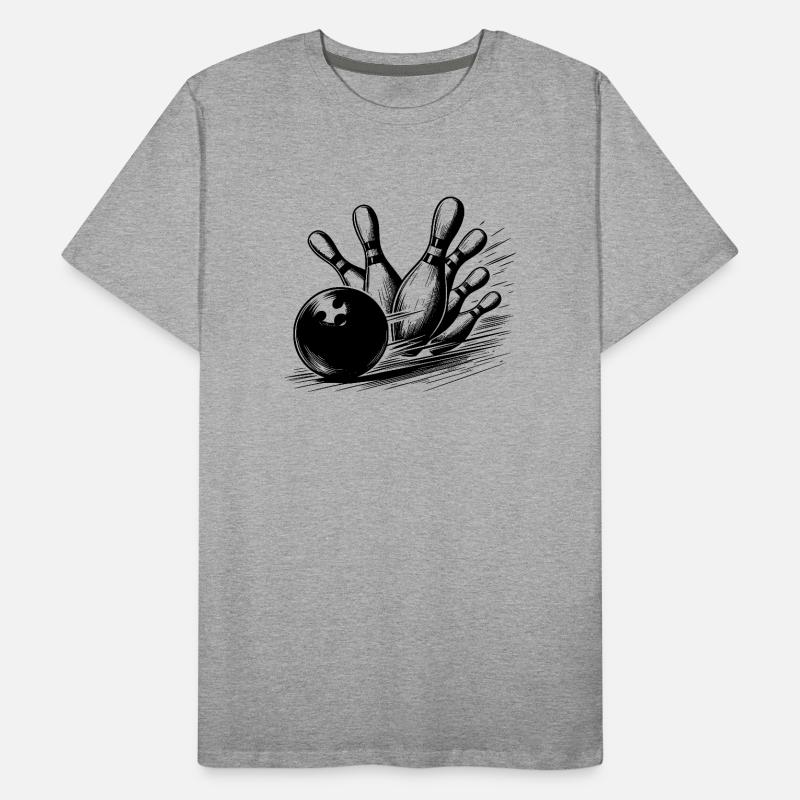 Lancer de boules de bowling dynamique sur des quilles T-shirt bio Premium Homme