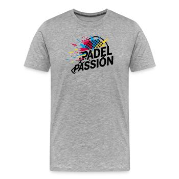Padel Passion - Men's Premium Organic T-Shirt - heather grey - Front - Damien (186cm)