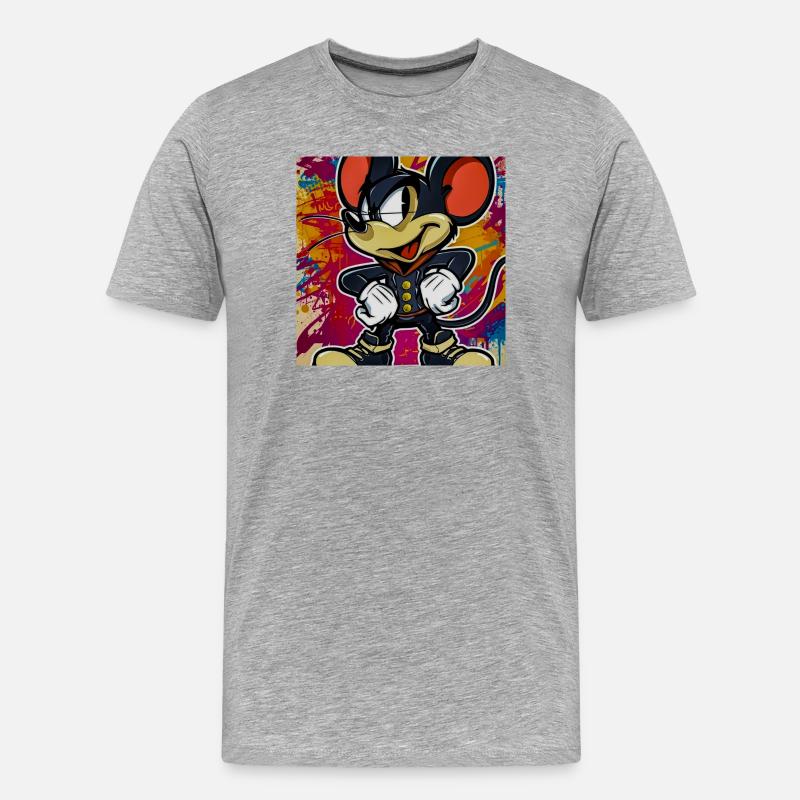 Graffiti Mouseheld im Street Style - Männer Premium Bio T-Shirt - Grau meliert