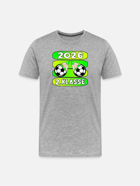 Fussball Grundschule 2 Klasse 2026 - Männer Premium Bio T-Shirt - Grau meliert