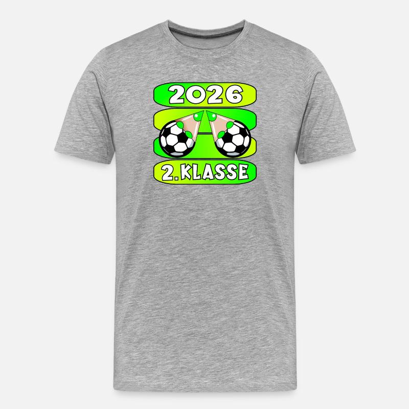Fussball Grundschule 2 Klasse 2026 - Männer Premium Bio T-Shirt - Grau meliert