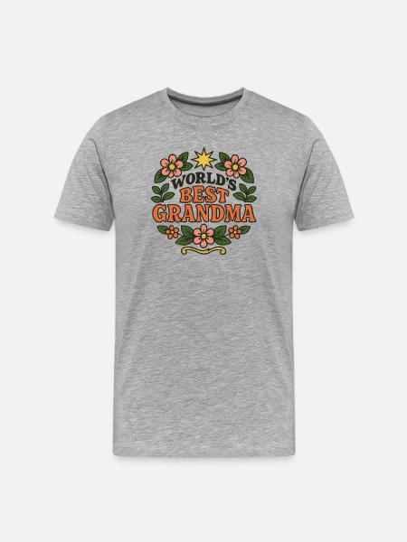 World's Best Grandma Floral - Men's Premium Organic T-Shirt - heather grey