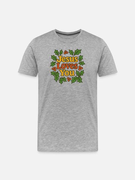 Jésus t’aime - T-shirt bio Premium Homme - gris chiné