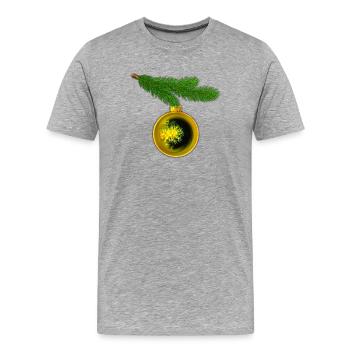 Boule de Noël avec des anémones crustacées sur une branche de sapin - T-shirt bio Premium Homme - gris chiné - Devant - Damien (186cm)