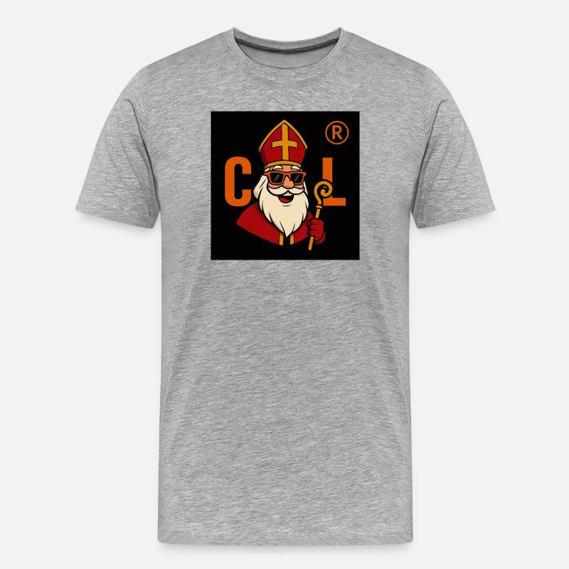 Sinterklaas mit Sonnenbrille - Männer Premium Bio T-Shirt - Grau meliert