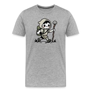 Pilger auf dem Jakobsweg - Männer Premium Bio T-Shirt - Grau meliert - Vorne - Damien (186cm)