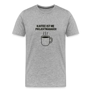 Coffee est mon chef de projet - T-shirt bio Premium Homme - gris chiné - Devant - Damien (186cm)
