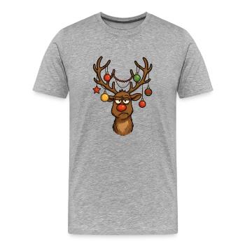 Hirsch Rudolph Joyeux Noël - T-shirt bio Premium Homme - gris chiné - Devant - Damien (186cm)