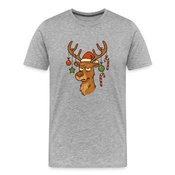 Weihnachten Rudolf Joyeux Noël - T-shirt bio Premium Homme - gris chiné - Devant - Damien (186cm)