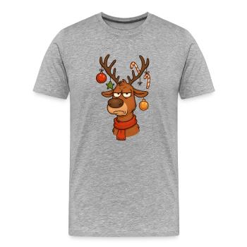 Hirsch Rudolph Merry Christmas - Men's Premium Organic T-Shirt - heather grey - Front - Damien (186cm)