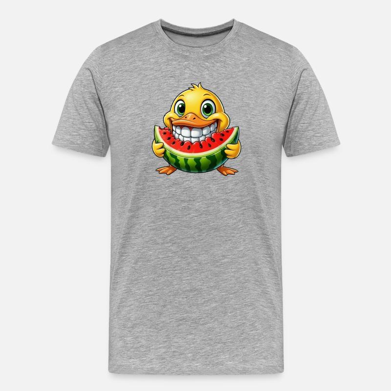 Merry Duck Pastèque Pastèque Délice d’été - T-shirt bio Premium Homme - gris chiné