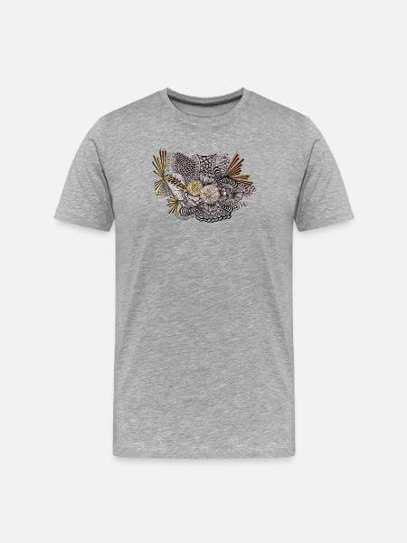 Golden Blossoms Ornaments Contrast - Men's Premium Organic T-Shirt - heather grey