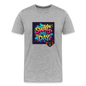 Swag My Day Graffiti Splash - T-shirt bio Premium Homme - gris chiné - Devant - Damien (186cm)