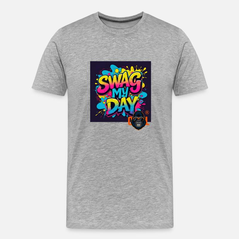 Swag My Day Graffiti Splash - Männer Premium Bio T-Shirt - Grau meliert