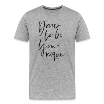 Ose être unique - T-shirt bio Premium Homme - gris chiné - Devant - Damien (186cm)