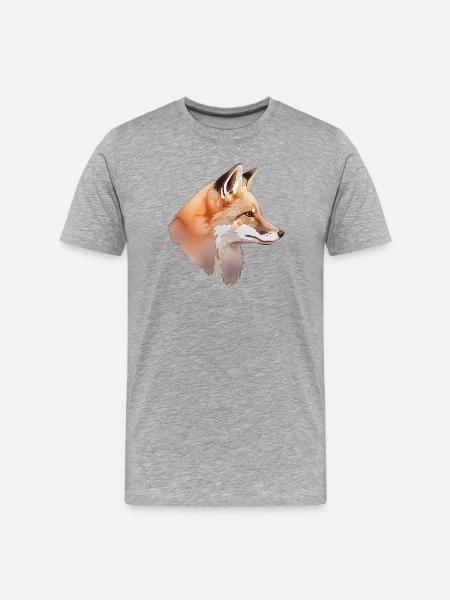 Wasserfarbener Fuchs Kopf - Männer Premium Bio T-Shirt - Grau meliert
