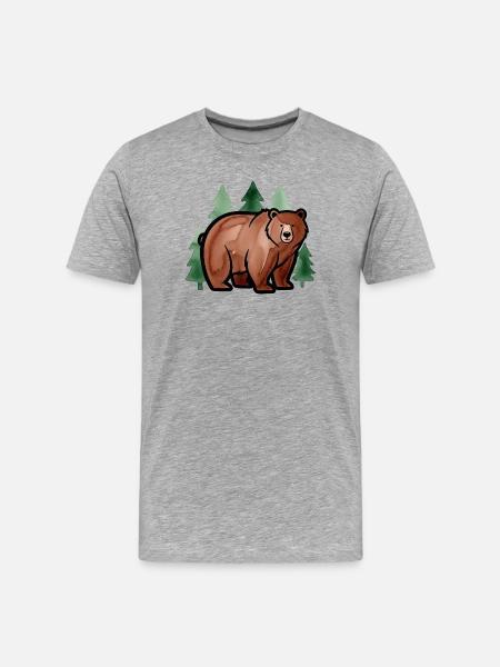 Waldbär in Aquarellstil - Männer Premium Bio T-Shirt - Grau meliert