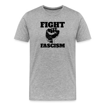 Lutte contre le fascisme Antifascisme - T-shirt bio Premium Homme - gris chiné - Devant - Damien (186cm)