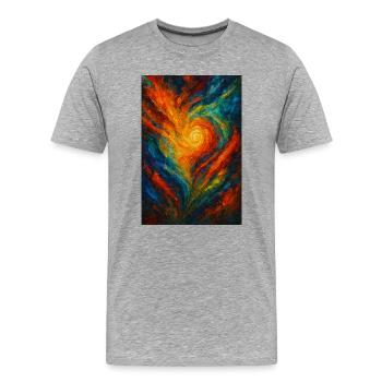 Chromatisches Wirbel-Abstraktes Feuer - Männer Premium Bio T-Shirt - Grau meliert - Vorne - Damien (186cm)