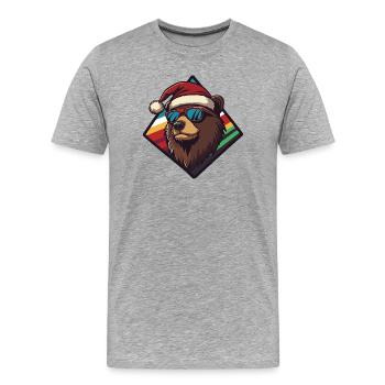 Winter Bear with Santa Hat - Men's Premium Organic T-Shirt - heather grey - Front - Damien (186cm)