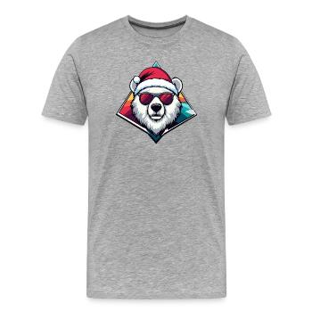 Polar Bär Santa  - Männer Premium Bio T-Shirt - Grau meliert - Vorne - Damien (186cm)