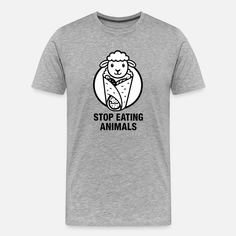 Stop eating animals | Döner-Lamm - Männer Premium Bio T-Shirt - Grau meliert