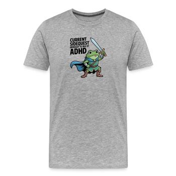 Die aktuelle Nebenquest wird dir von ADHS präsentiert - Männer Premium Bio T-Shirt - Grau meliert - Vorne - Damien (186cm)