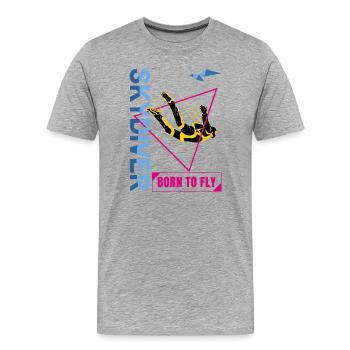 Fallschirmspringender Fallschirmspringer | Geboren zum Fliegen - Männer Premium Bio T-Shirt - Grau meliert - Vorne - Damien (186cm)