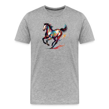 Abstraktes buntes Pferd - Männer Premium Bio T-Shirt - Grau meliert - Vorne - Damien (186cm)