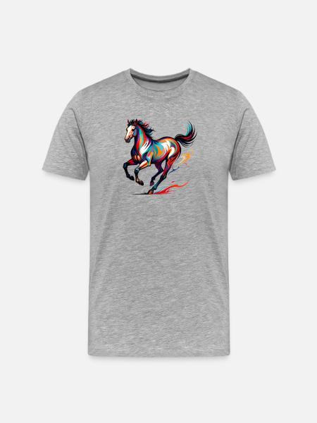 Abstraktes buntes Pferd - Männer Premium Bio T-Shirt - Grau meliert