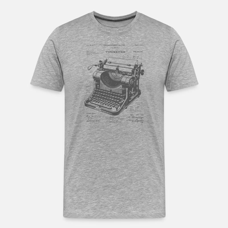 Plan de machine à écrire antique - T-shirt bio Premium Homme - gris chiné