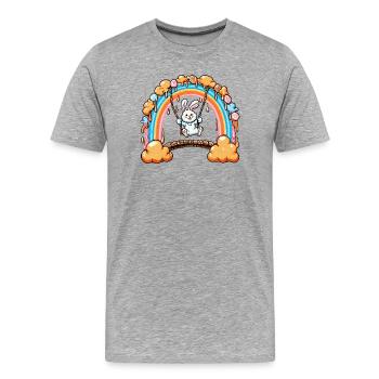 Hoppelhase Regenbogen-Schaukel - Männer Premium Bio T-Shirt - Grau meliert - Vorne - Damien (186cm)