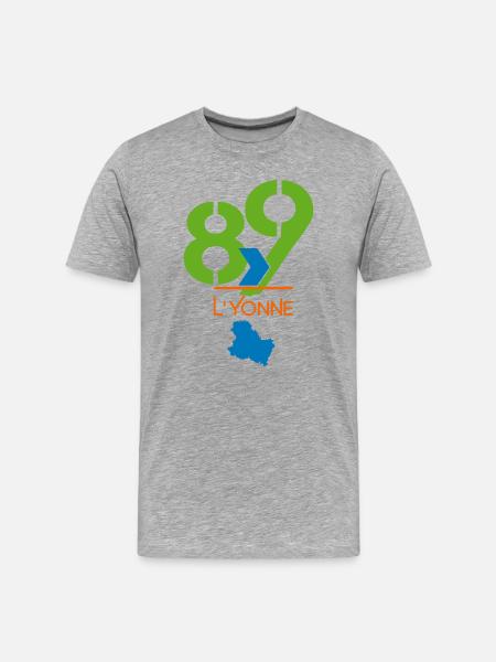 Logo 89 L'Yonne - Männer Premium Bio T-Shirt - Grau meliert