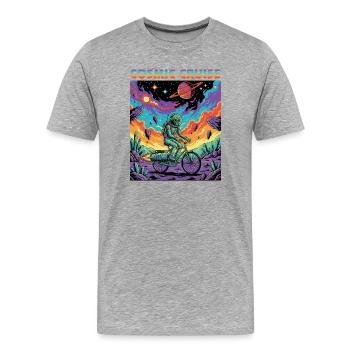 Cosmic Cruise Astronaut Rider - Men's Premium Organic T-Shirt - heather grey - Front - Damien (186cm)