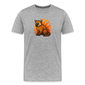 Flammender Nasenbär - Männer Premium Bio T-Shirt - Grau meliert - Vorne - Damien (186cm)